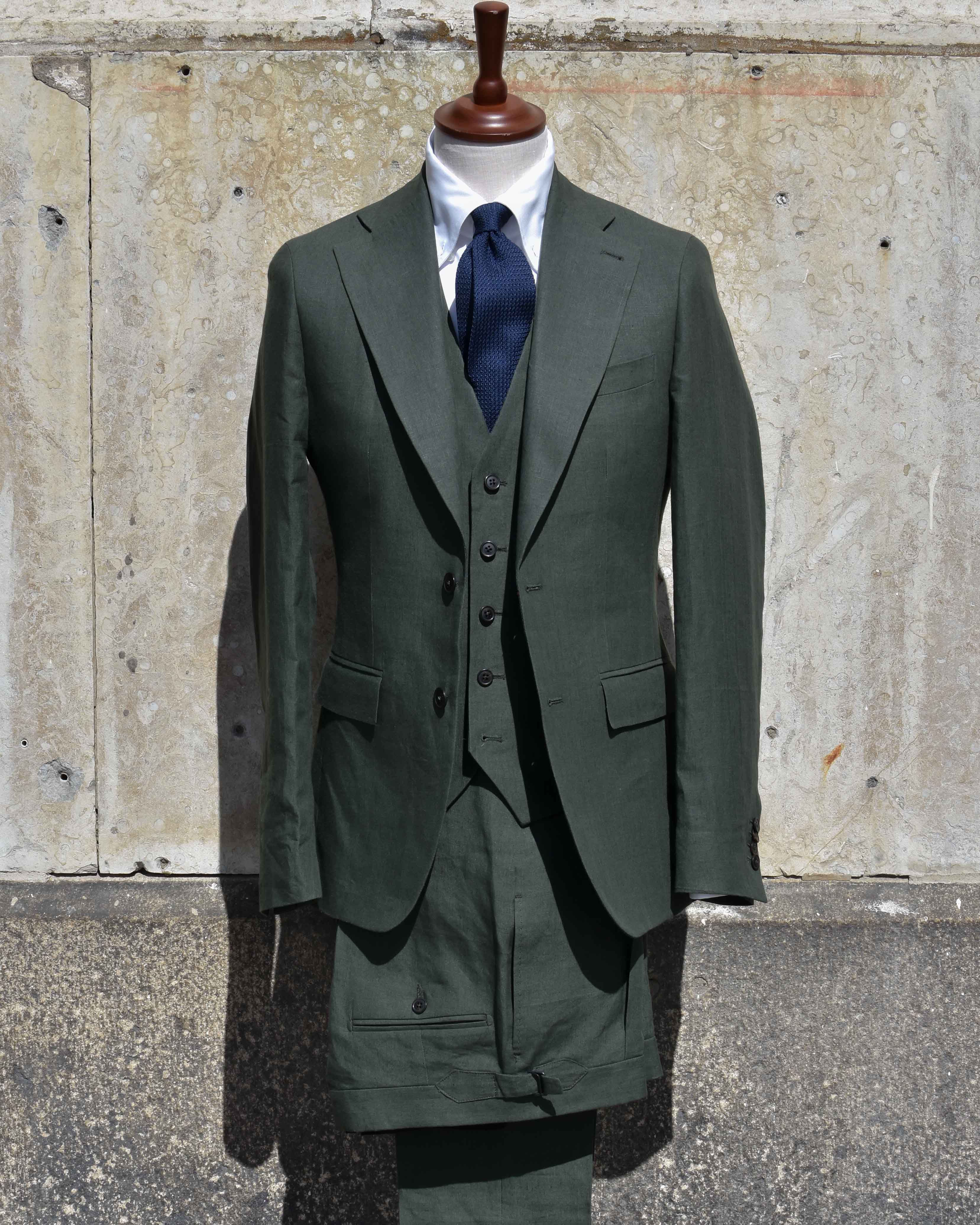 Linnen-green-3-peice-suit-3-delad-kostym